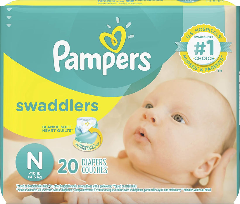Pampers Swaddlers Diapers, Newborn (Up to 10 lbs.), 20 Count
