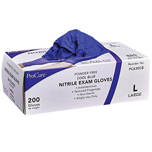 ProCure Cool Blue Disposable Nitrile Exam Gloves - Powder Free (Case)