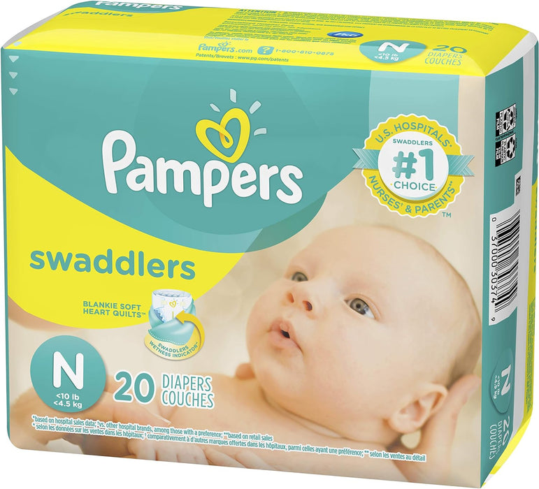 Pampers Swaddlers Diapers, Newborn (Up to 10 lbs.), 20 Count