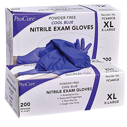 ProCure Cool Blue Disposable Nitrile Exam Gloves - Powder Free (Case)